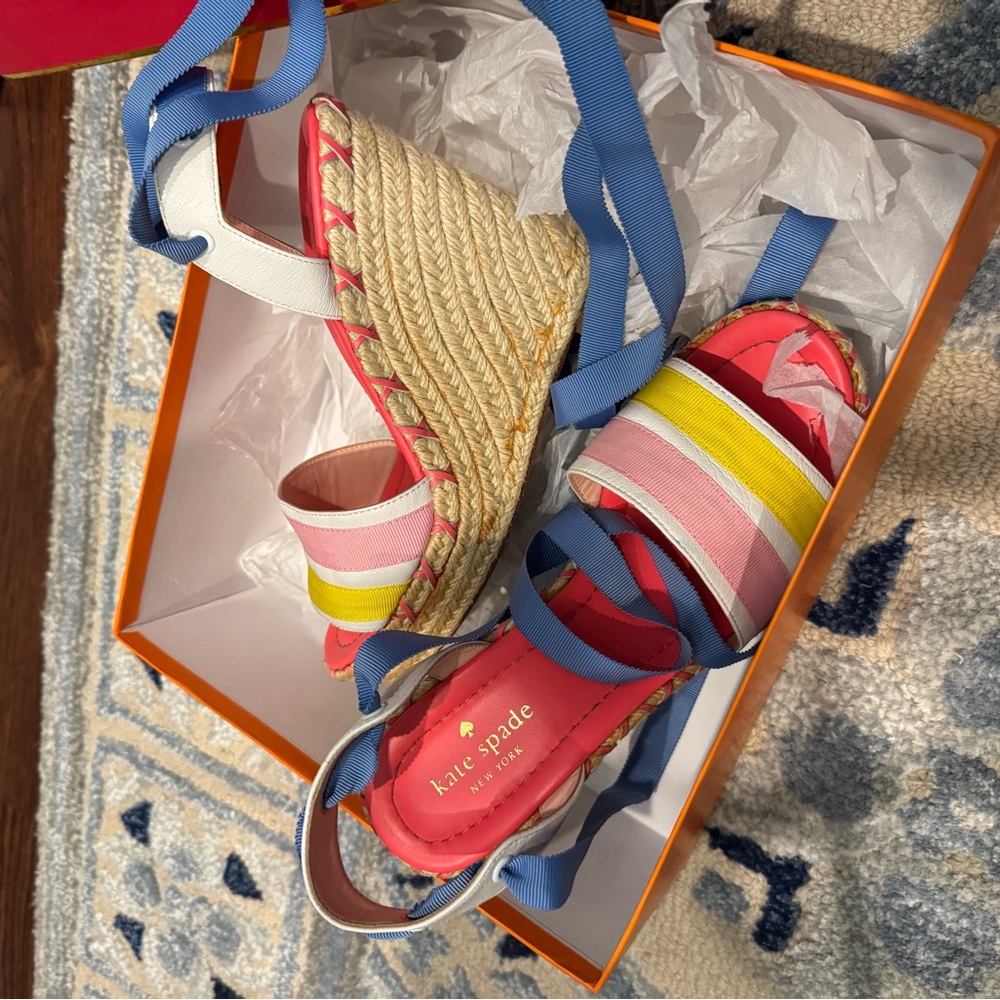 Kate Spade Striped Espadrille Wedges